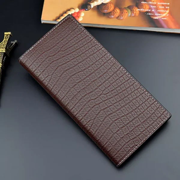 Coffee Crocodile Men's Long Wallet - Image 2