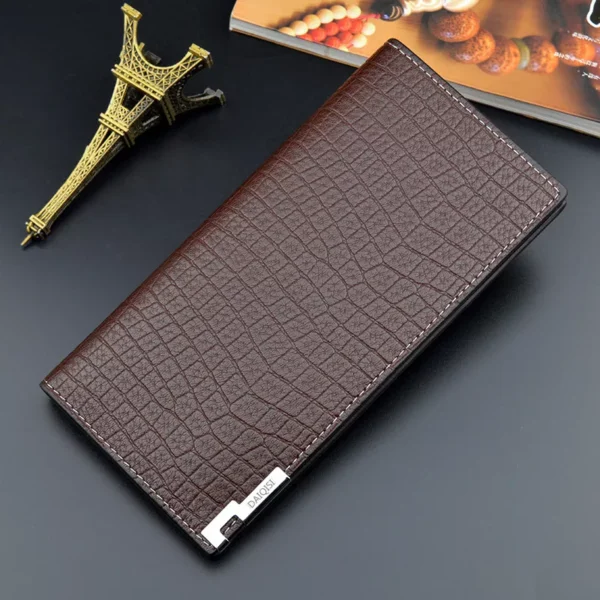 Coffee Crocodile Men's Long Wallet - Image 3