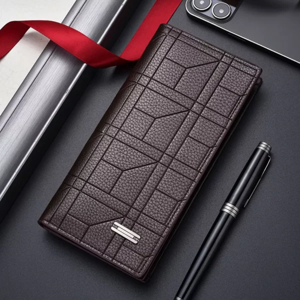 Sleek Chocolate Long Men’s Wallet - Image 3