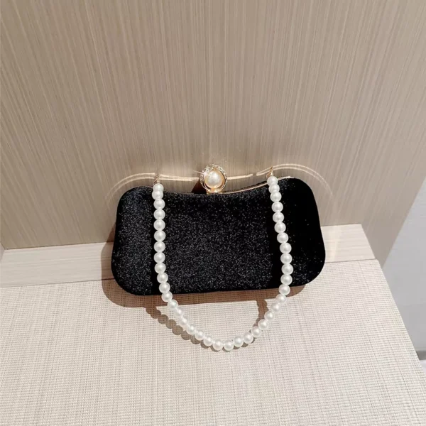 Dark Satin Ladies Clutch Bag - Image 2