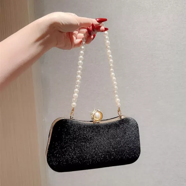 Dark Satin Ladies Clutch Bag - Image 3