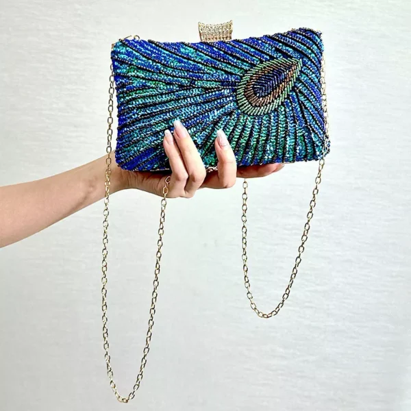 Blue Peacock Ladies Clutch Bag - Image 2