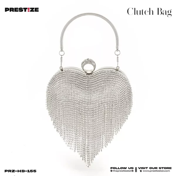 Ladies Clutch bag - Silver Love