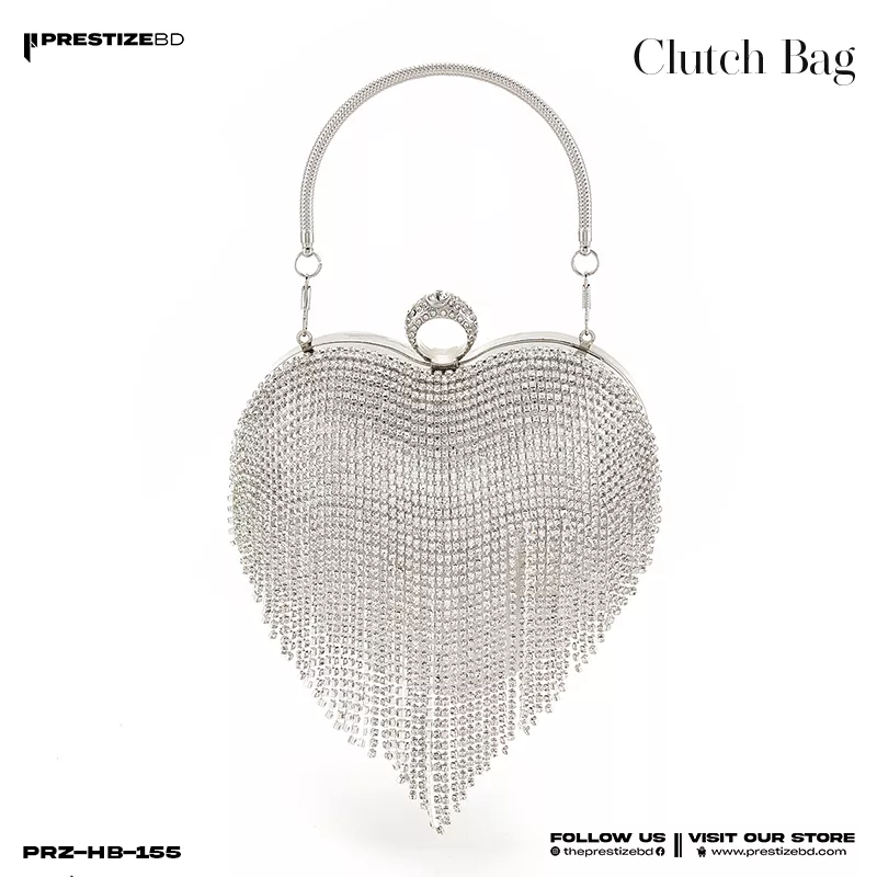 Ladies Clutch Bag - Silver Love