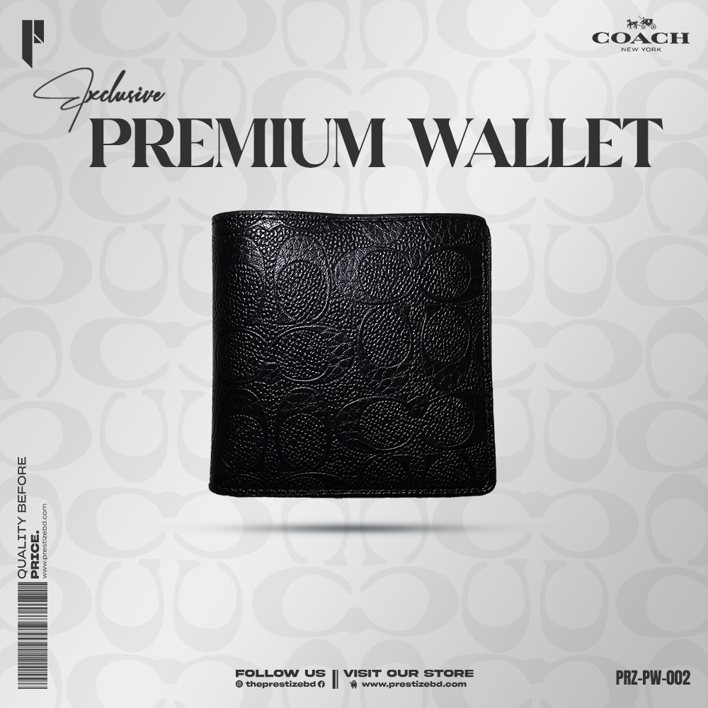 Coach Premium Mini Bi-Fold Men's Wallet Black