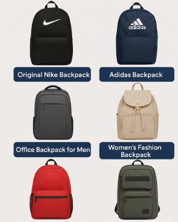 Top selling backpacks in Bangladesh including Nike, Adidas, office, women’s fashion, waterproof, and travel laptop backpacks.