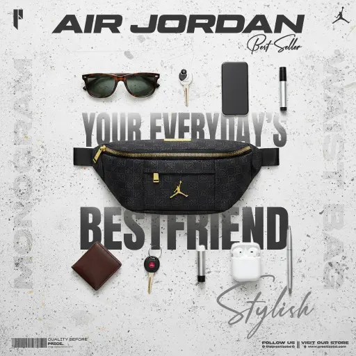 Stylish Air Jordan waist bag with everyday essentials showcasing affordable waist bag price in BD for trendy users.