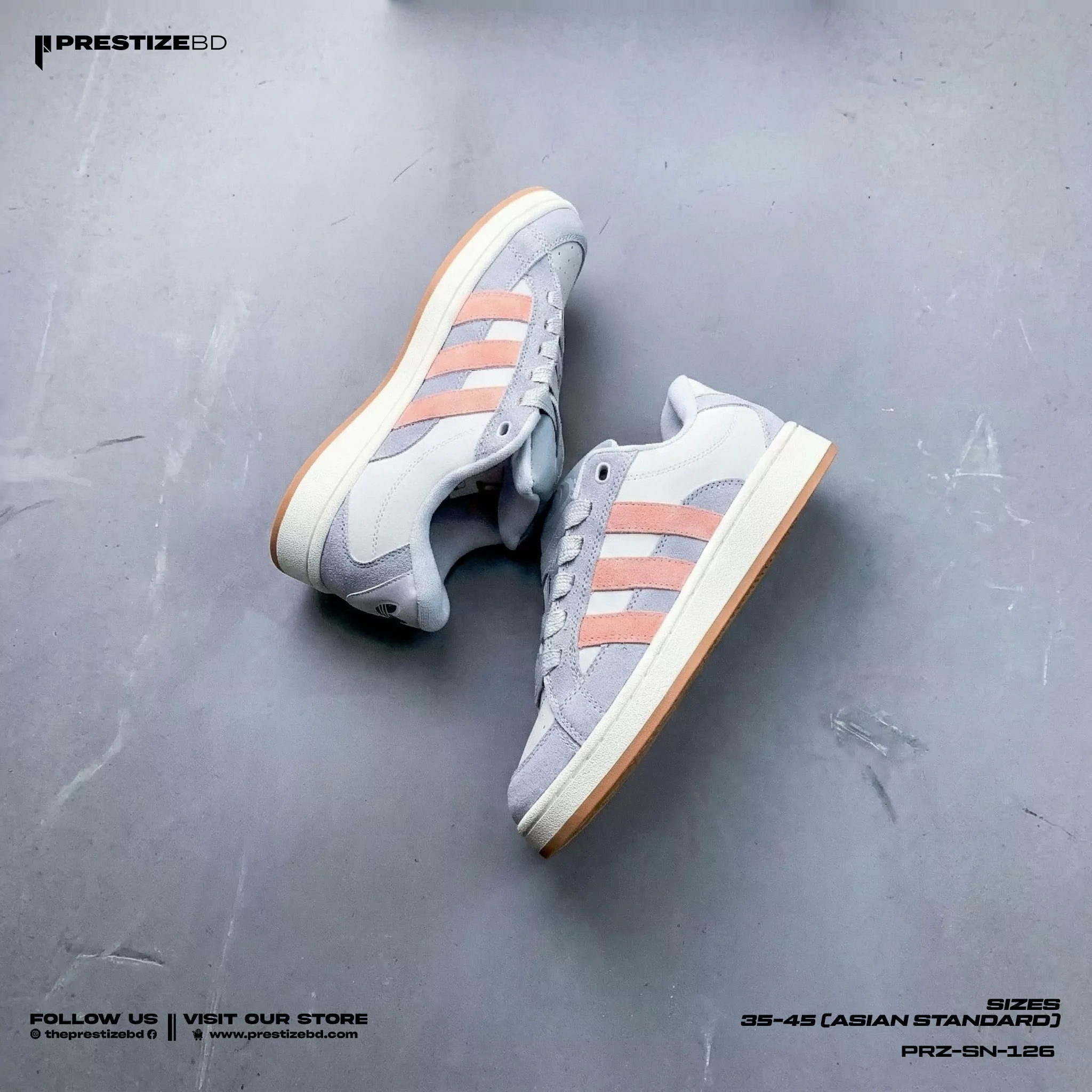 Adidas Campus Light Grey & Pink Colorway- Grade 1:1